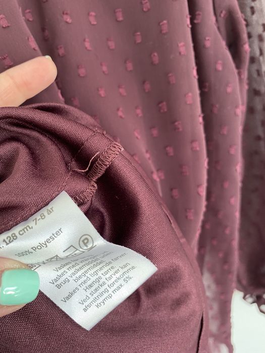 Bluzka tunika vrs 122/128 śliwkowa kropki jak newbie