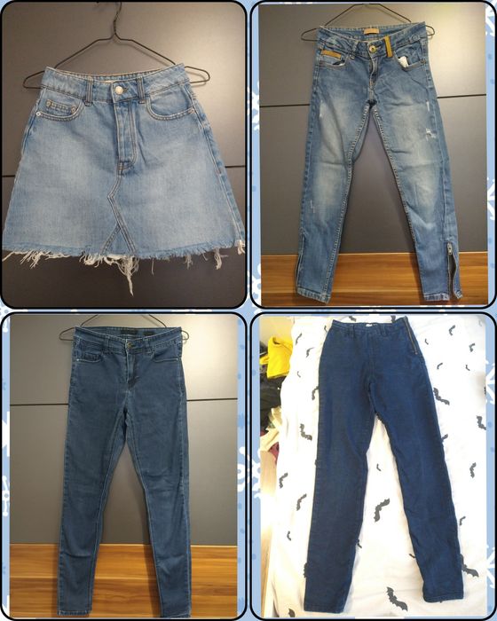 zestaw jeansowych spodni plus spódnica S