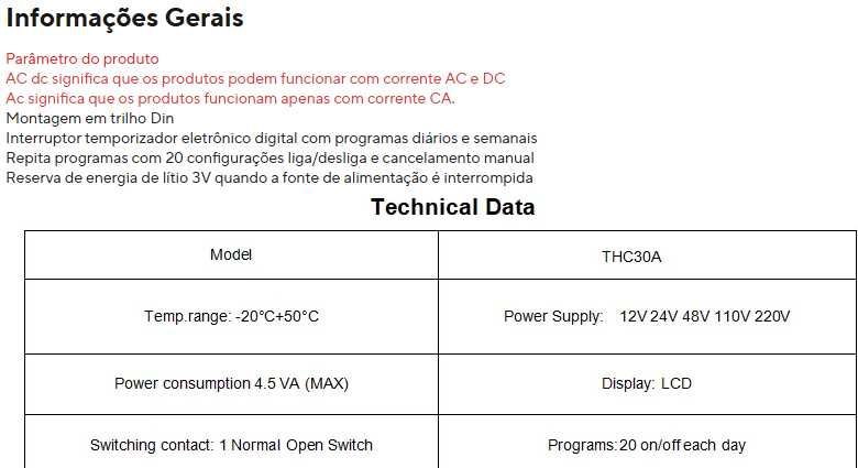 Interruptor de tempo digital relé