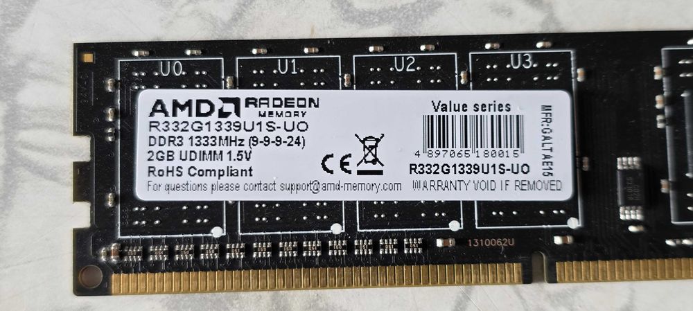 Оперативна пам'ять AMD Radeon memory DDR3 2gbx2 1333Mhz (9-9-9-24)