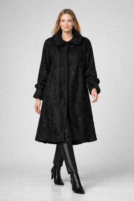 Casaco Longo em Pele de Ovelha Karakul (Astrakan) - L/XL