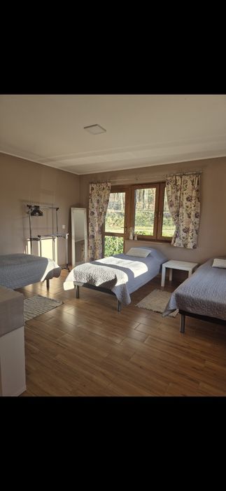 Domek w lesie nad jeziorem