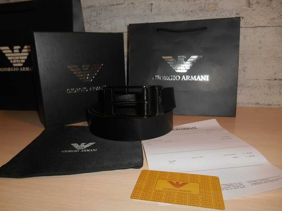 Emporio Armani Męski pasek firmowy, skóra naturalna