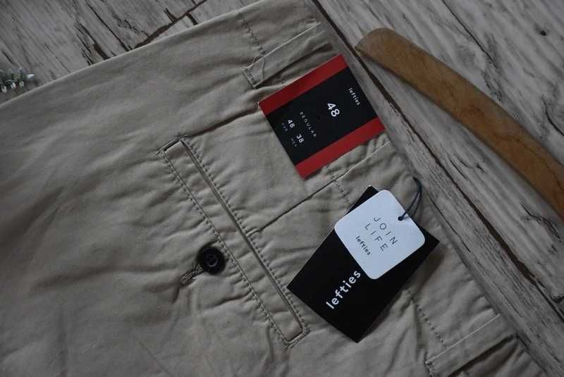 Lefties spodnie chino 38 beżowe regular fit nowe z metką smart casual