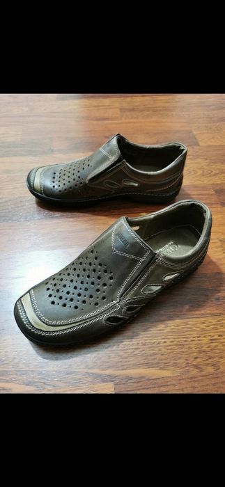 Skórzane Buty Męskie Lekkie Wygodne Przewiewne M213L