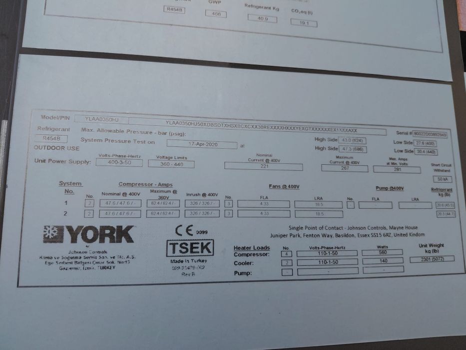 Chiller Industrial York 350kw