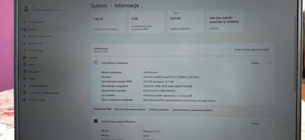 Laptop Dell Precision wzmocniony, na gwarancji, , stan idealny