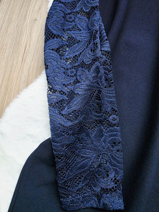 Sukienka granatowa elegancka koronka andrzejki sylwester plus size