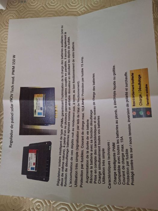 Regulador de carga solar INOV tech mod PWM 150W