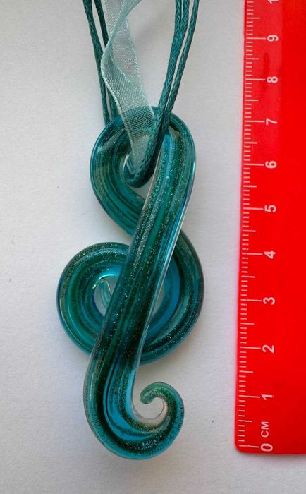 Колье Нота Скрипичный ключ - муранское стекло на  выпускной, свадьбу