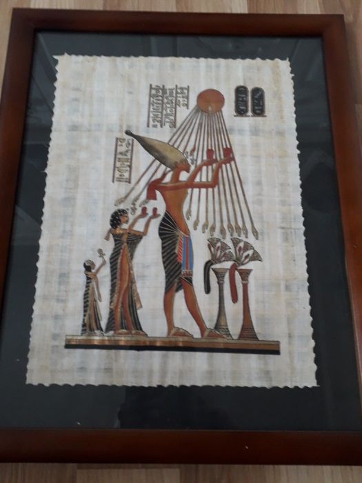 Papirus egipski obraz w drewnianej ramie 53x42cm