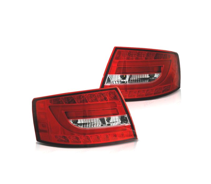 FAROLINS TRASEIROS LIGHT BAR AUDI A6 4F 04-08 VERMELHO BRANCO