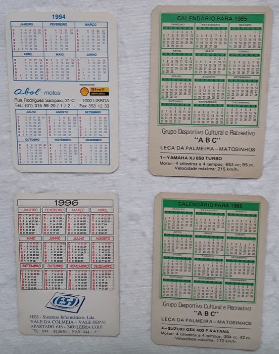 Calendários de bolso - Tema: Motos