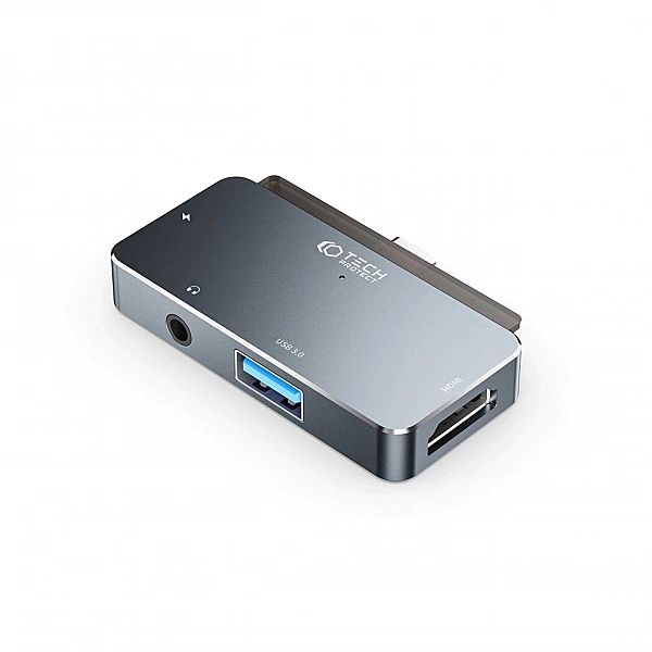 HUB Tech-Protect V6/4w1 USB-C - USB-A 3.0 / USB-C PD100W / HDMI / mini