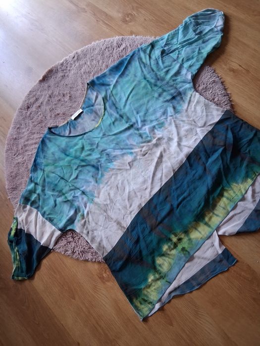 Bluzka damska 46 -48 kolorowa z viskozy komfortowa oddychająca, tęczowa ombre ,mgiełkowa stan bardzo dobry boho etno  hippie ,styl indyjski