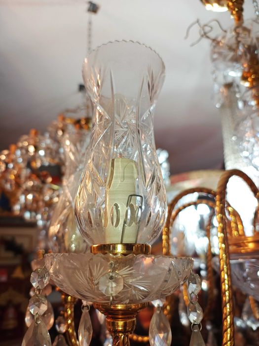 Lustres Cristal Bronze 10 Lâmpadas 8 Lâmpadas