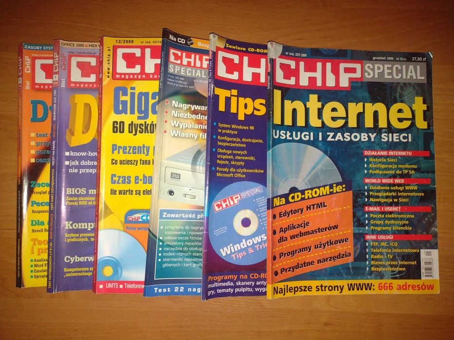 Chip - stare czasopisma komputerowe - zestaw 6 szt.