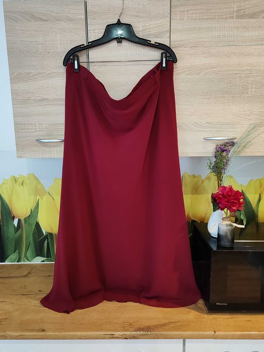 Buraczkowa elegancka maxi spódnica rozmiar ok 48/50 poliester