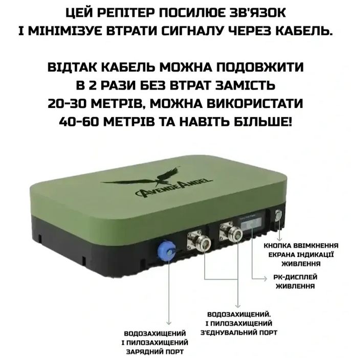 КОМПЛЕКТ: Антенна AVENGER Booster 2.4G/5.2G/5.8G + Репитер AVENGER.