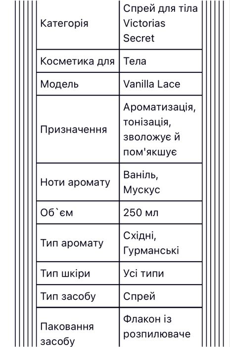 Спрей  мист Victoria’s secret Vanilla Lace