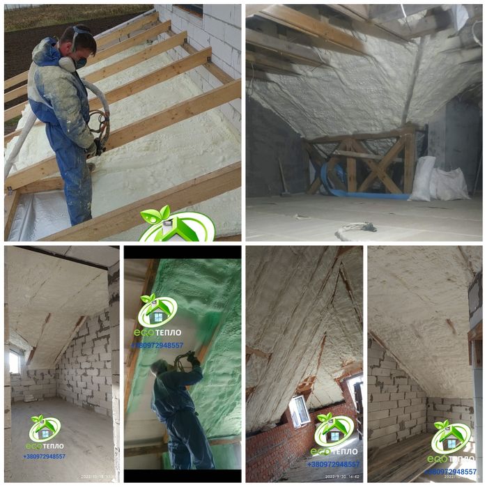 ППУ Утеплення Пінополіуретаном Мансард Дах Склад Ангар Піною Перекритя