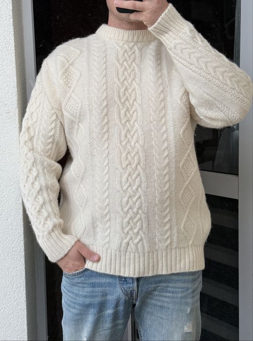 Uniwersalny Skandynawski Sweter SCANDIC DENMARK Wełna Aran Fisherman M