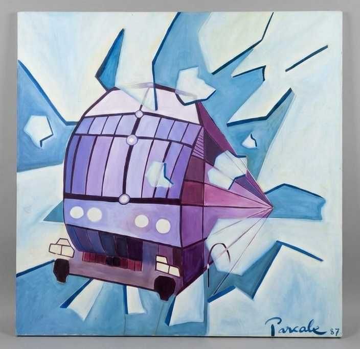 Pintura Original a Óleo Comboio (1987) – Pascale Tourniaire