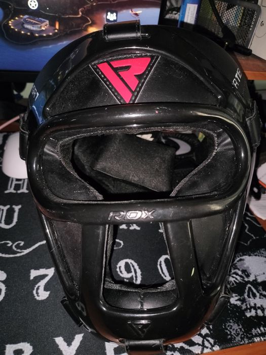 RDX Zero Impact Leather-X Grill Head Guard Black