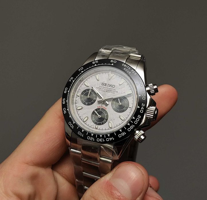 Seiko MOD Daytona Biały Meteoryt Oyster Chronograf Nowy Custom Personalizowany Zegarek Męski MEN Chronograf