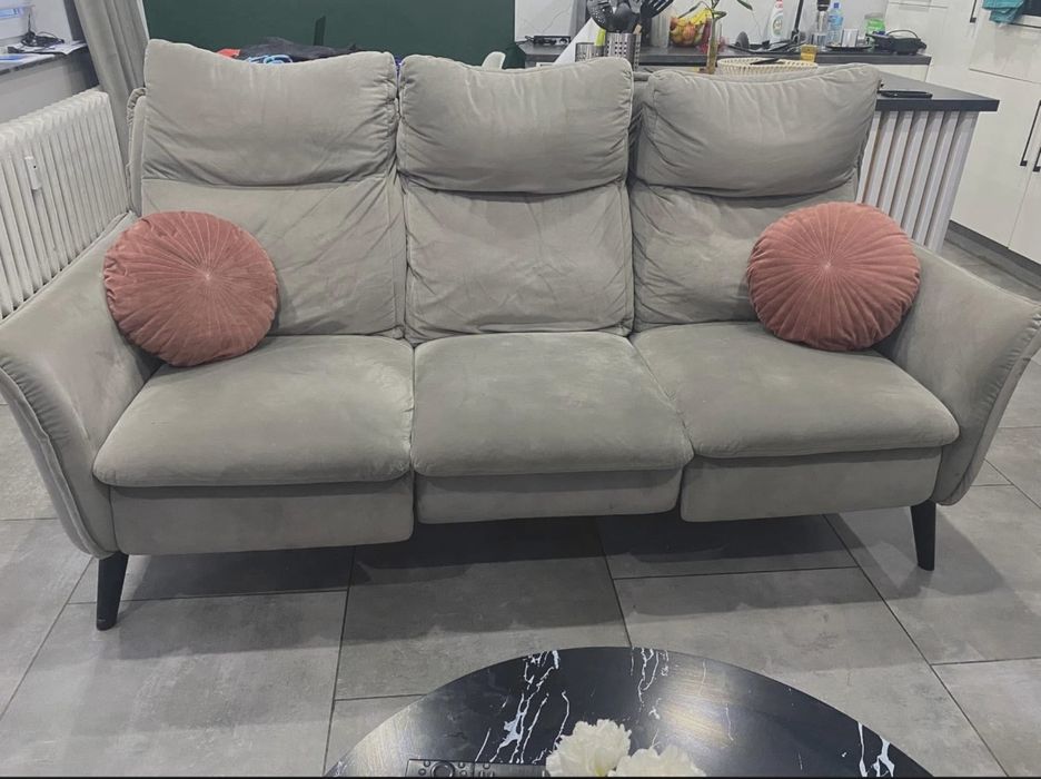 Komplet wypoczynkowy kanapa + fotel welur REZERWACJA