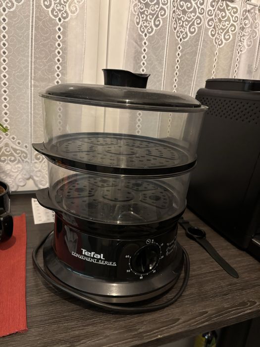 Parowar Tefal 900W obudowa kolor czarny dwa pietra do potraw