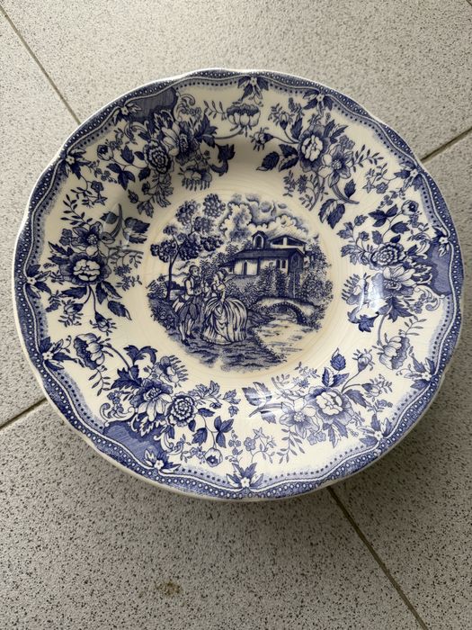 4 Pratos de Sopa Ironstone Tableware – padrão clássico azul466038941025587200