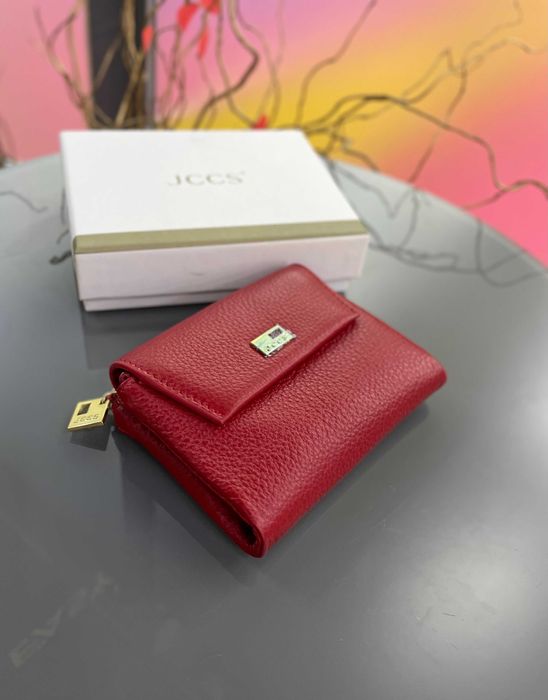 Жіночий шкіряний гаманець JCCS червоний маленький