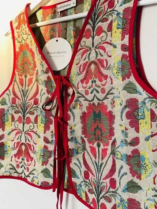 Kamizelka boho wzór etniczny bezrękawnik wiązana M