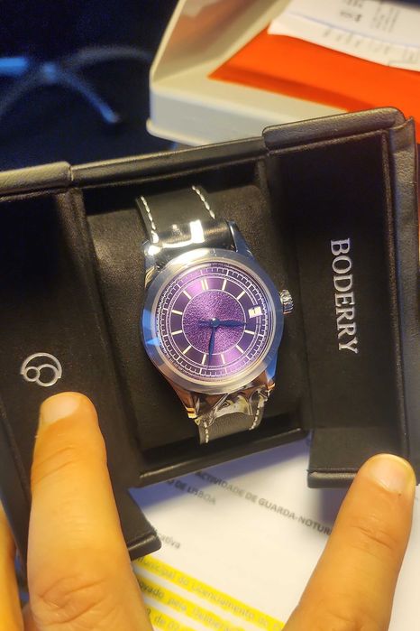 Relógio automático Boderry vintage vidro safira 38mm NOVO