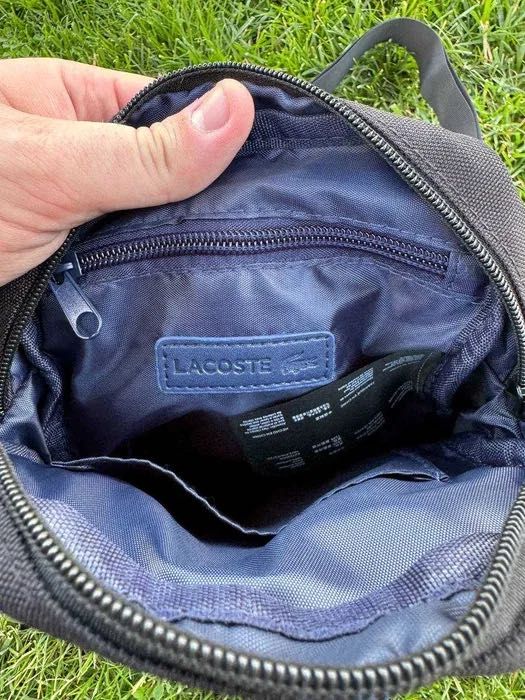 Сумка Lacoste Lacosta лакоста месенджер через плече чорна і синя