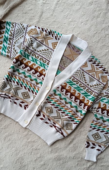 Vintage unikatowy kardigan sweter rozmiar M