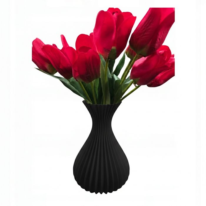 Wazon Duży Kielich Beżowy 23cm na Kwiaty LEGO ICONS Bukiet Czarny Boho