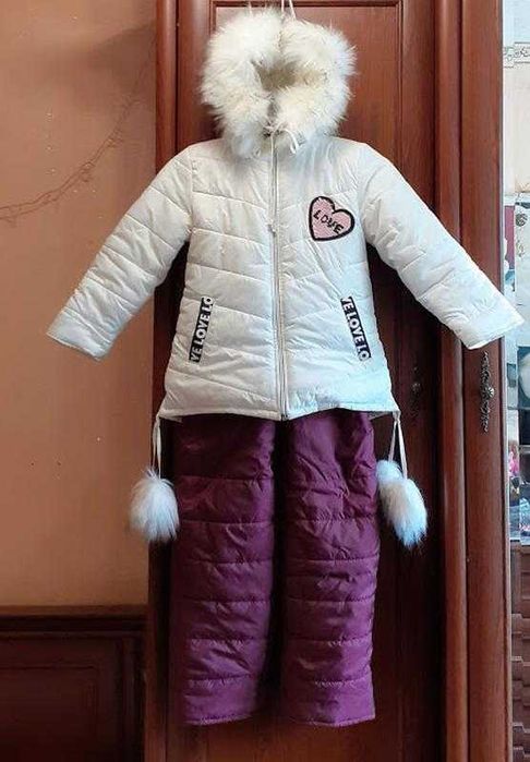 Теплый комплект зимний комбинезон и куртка denchik деньчик
