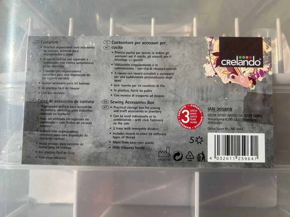 Caixa organizadora para acessórios de costura