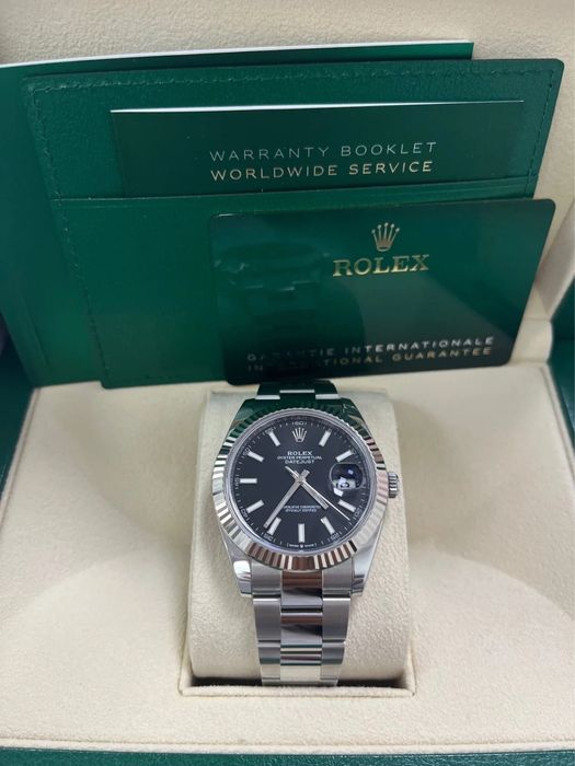 ПОВНИЙ КОМПЛЕКТ ! Rolex Datejust 41 Stainless Steel & White Gold - Black Index Dial - Fluted Bezel (Ref# 126334)