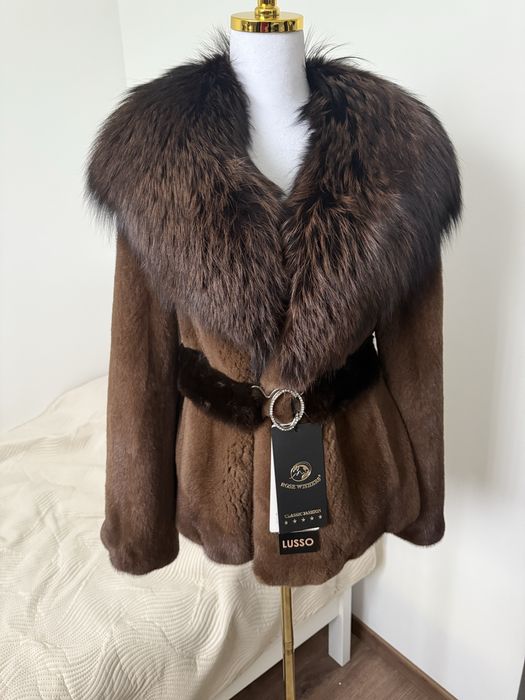 Futro naturalne z norek nowe M L