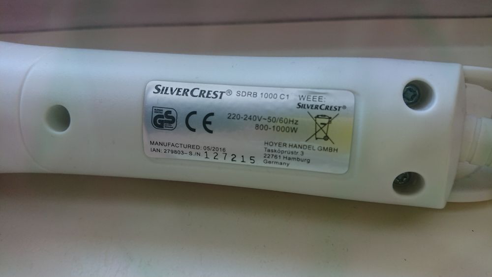 Parownica ręczna Silvercrest SDRB 1000 C1