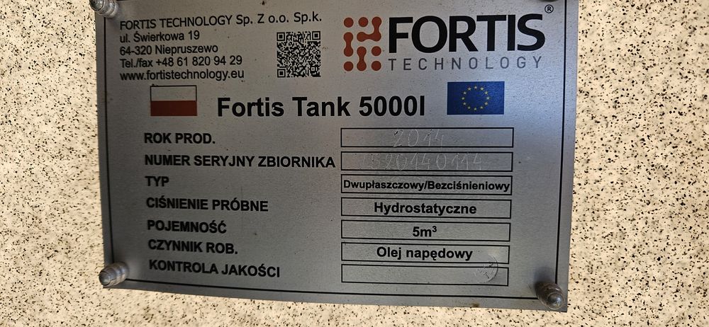 Zbiornik dwupłaszczowy ON 5000l