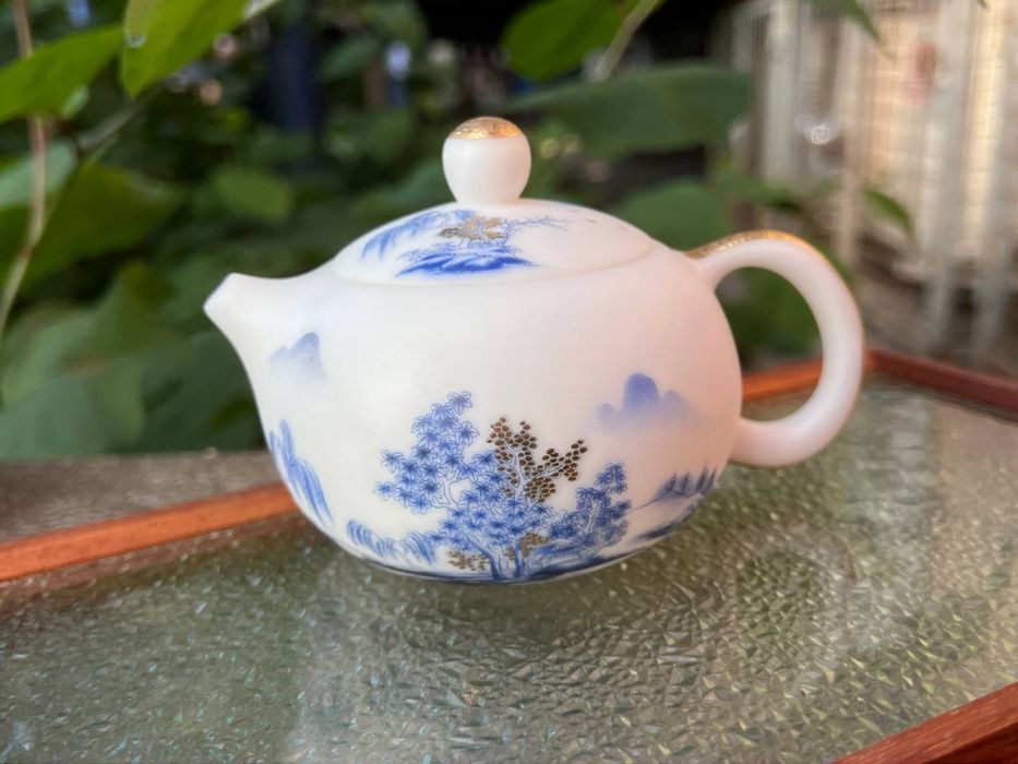 Унікальний Колекційний Фарфоровий Чайний Сервіз чайник + 3 піали