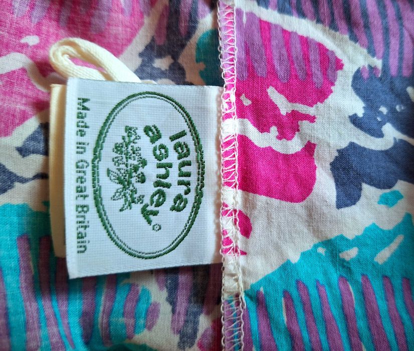 Różowa niebieska bawełniana sukienka Laura Ashley vintage retro