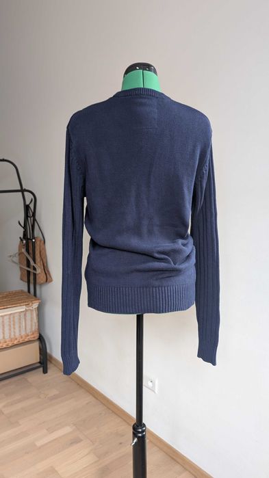 LUKE 1977 granatowy sweter 100% bawełna, kabel, lew