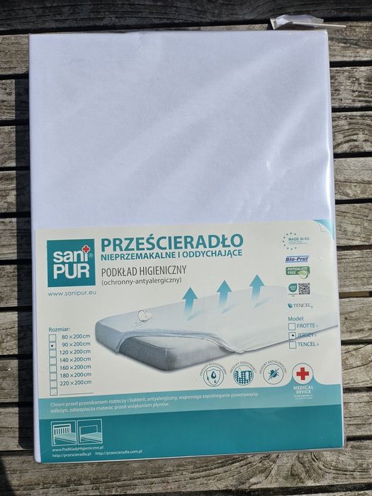 Prześcieradło nieprzemakalne i oddychające Sanipur 90x200cm NOWE