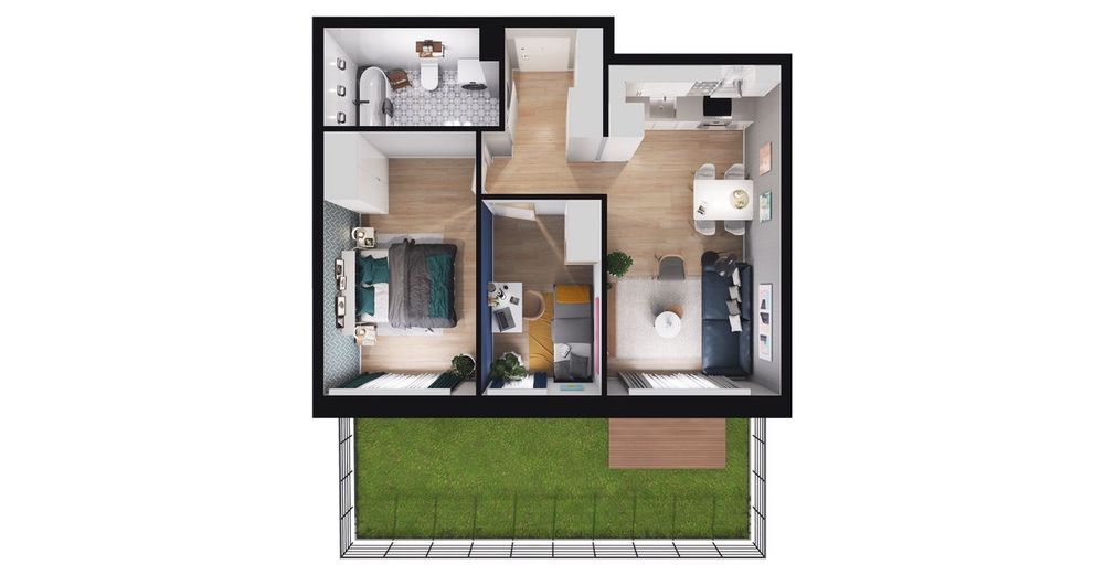 3-pokojowe mieszkanie 48 m² + ogródek Bez Prowizji - Widok 3