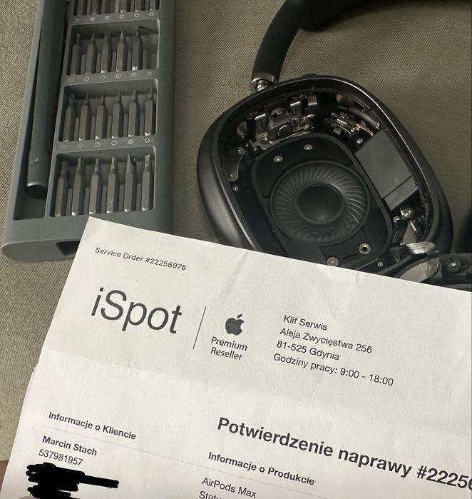 Słuchawki Apple AirPods Max - 100% ORYGINAŁ - DOKUMENTACJA SERWISOWA